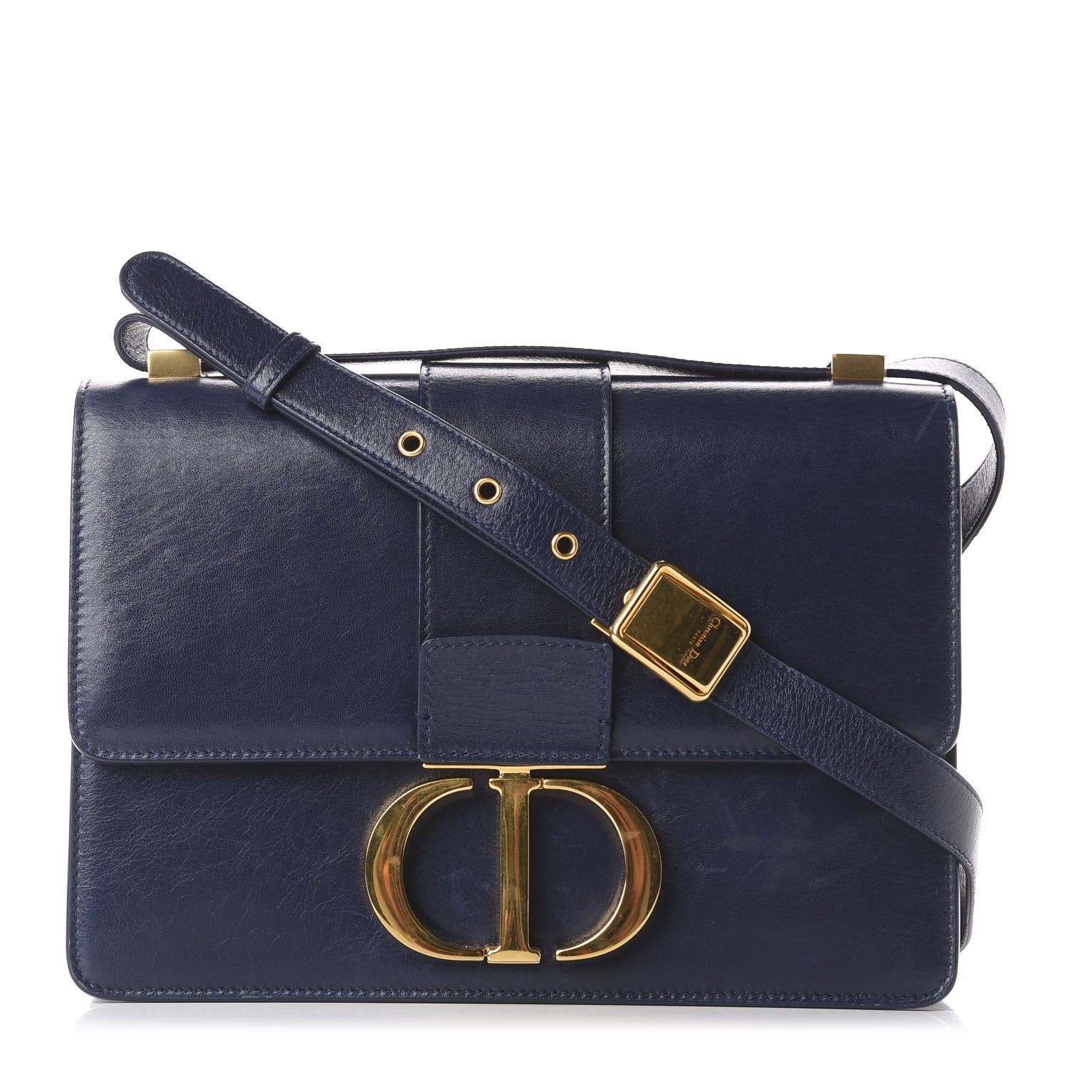 Christian Dior Shiny Crinkled Lambskin 30 Montaigne Flap Bag Indigo 1 of 11