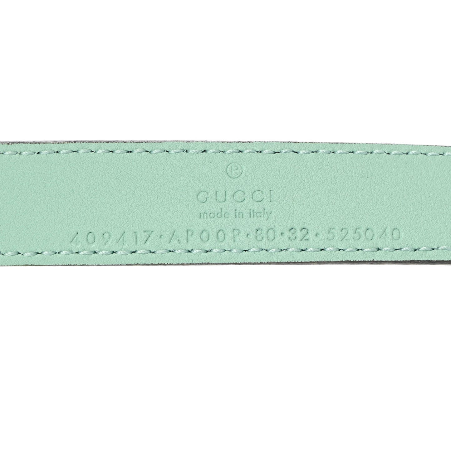 Moon Calfskin Palladium Double G 20mm Belt 80 32 Water Green