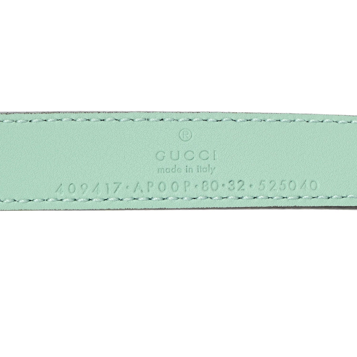 Gucci Moon Calfskin Palladium Double G 20mm Belt 80 32 Water Green 4 of 4