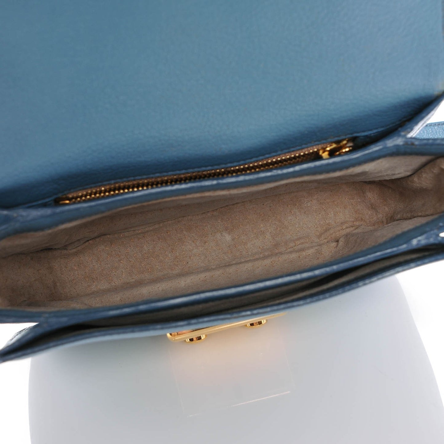 Goatskin Madras Shoulder Bag Azzurro