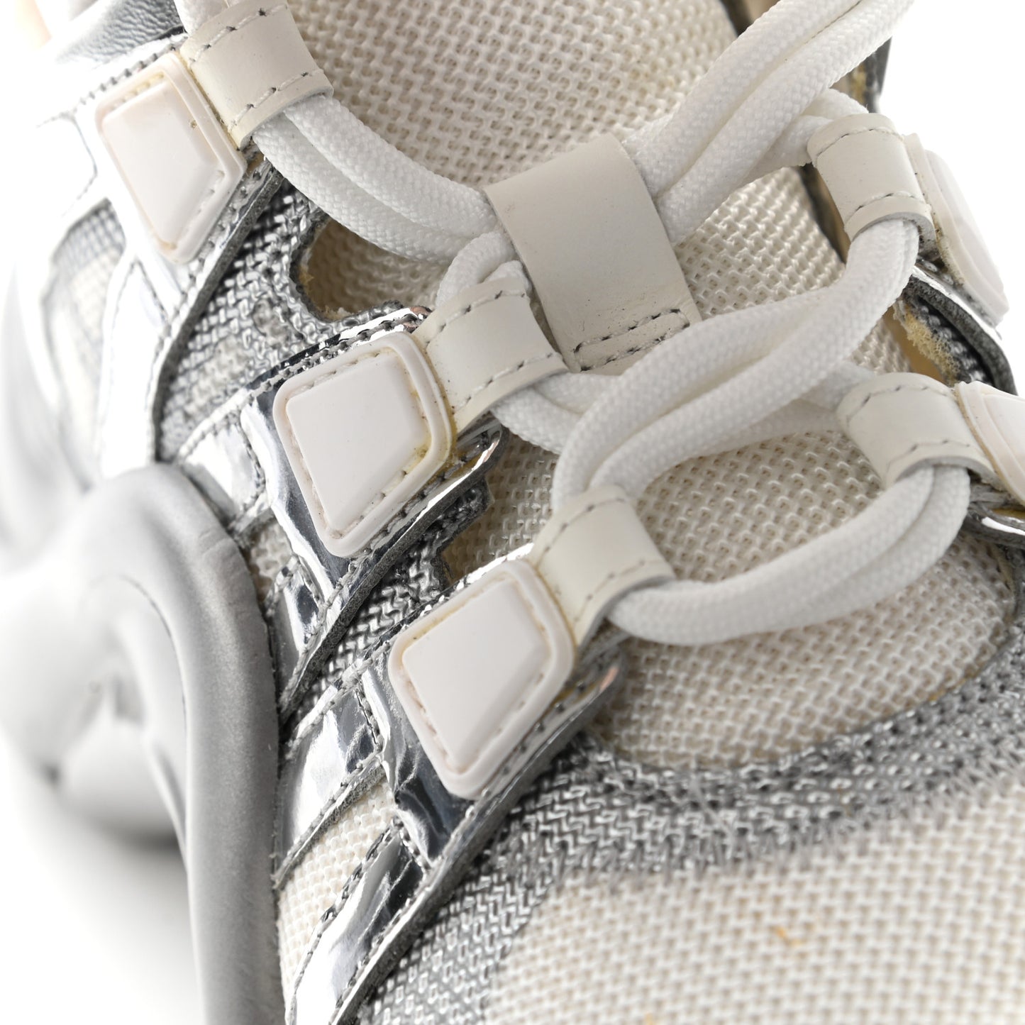 Metallic Calfskin Technical Nylon LV Archlight Sneaker 35 Silver White