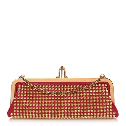 Christian Louboutin Patent Spikes Miss Loubi Chain Clutch Red 1 of 7