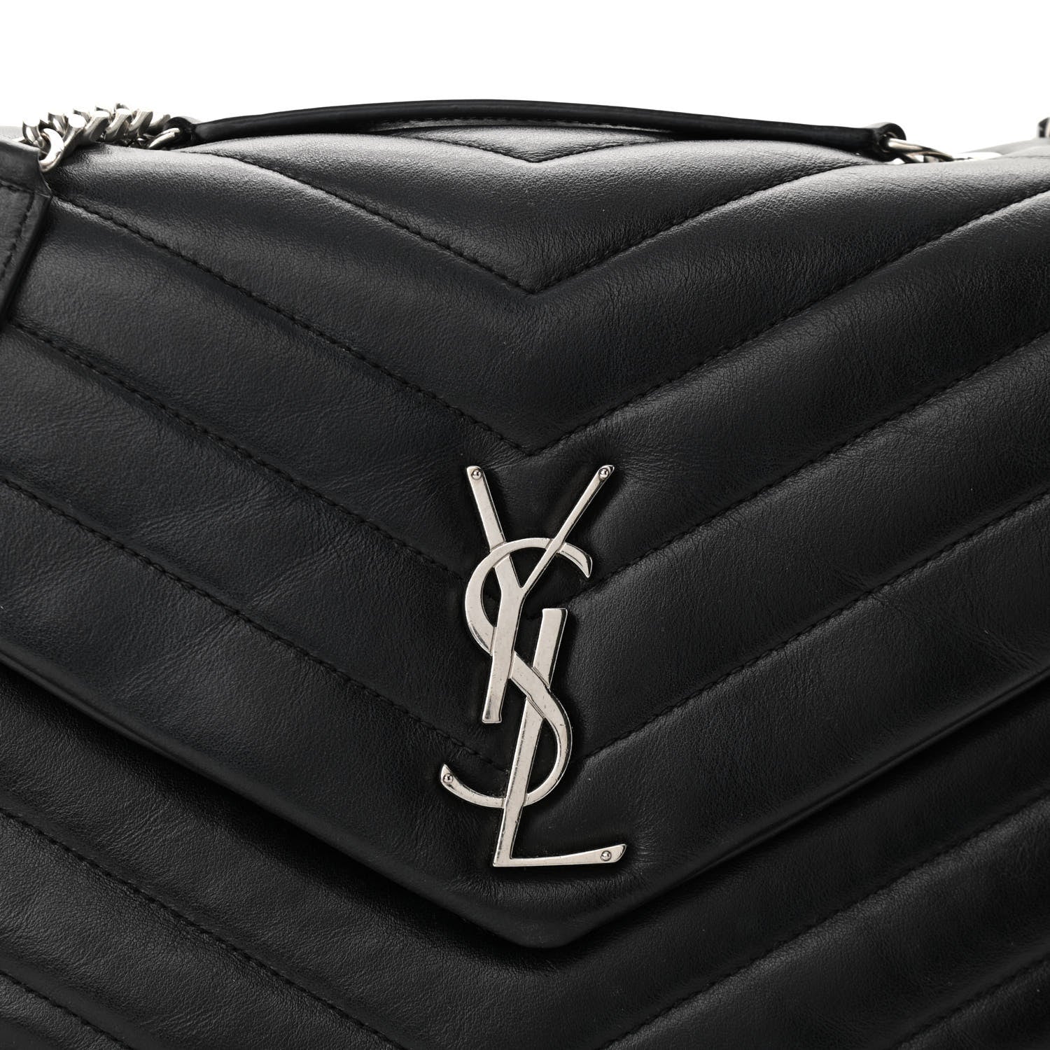 Saint Laurent Calfskin Y Quilted Monogram Medium Loulou Chain Satchel Black 7 of 9
