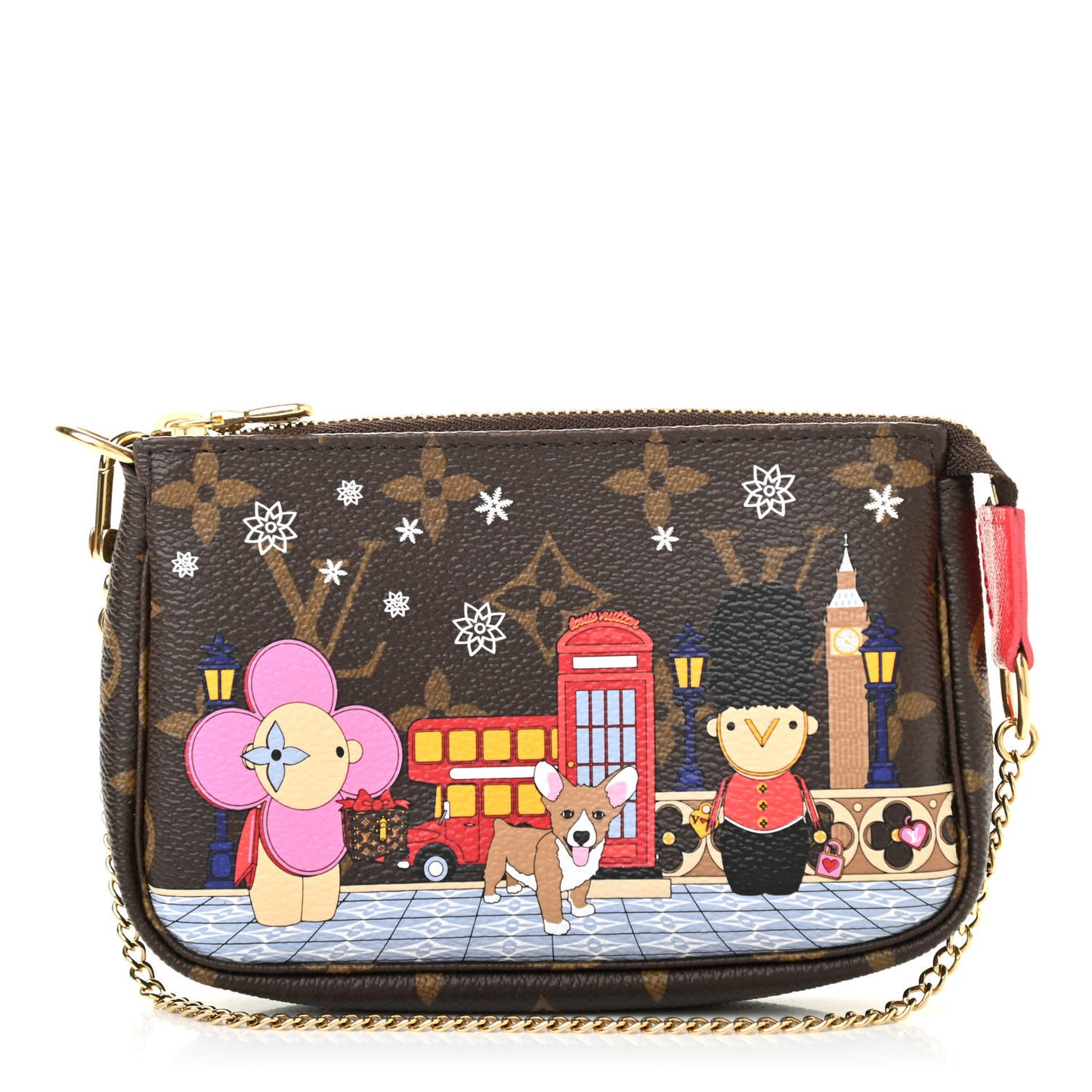 Monogram 2021 Christmas Animation London Mini Pochette Accessories Red
