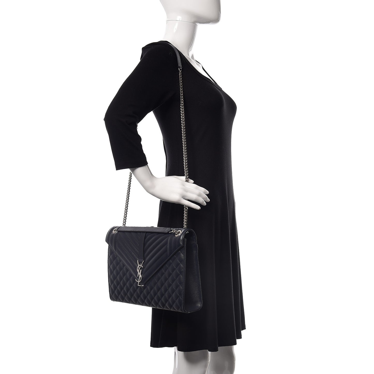 Grain De Poudre Large Tri-Quilt Monogram Satchel Deep Marine