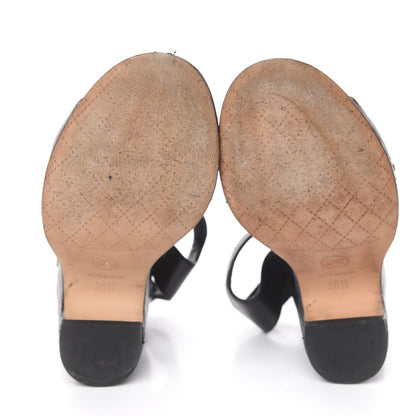 Chanel Lambskin Quilted Chain CC Wedge Sandals 36.5 Black 5 of 12