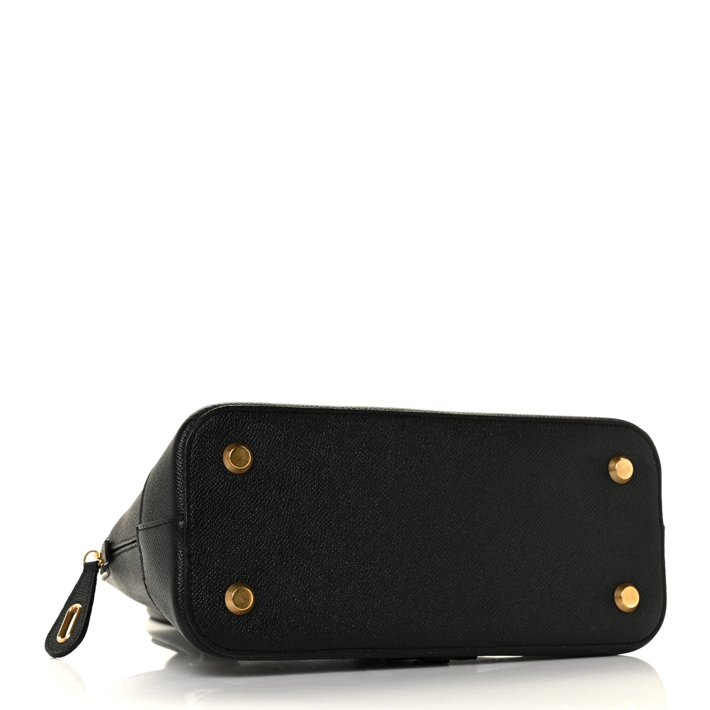 Signature Grained Calfskin Logo S Ville Top Handle Bag Black