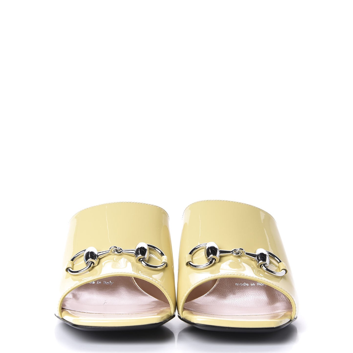 Patent Lexi Horsebit Mid-Heel Slide Sandals 36 Burro