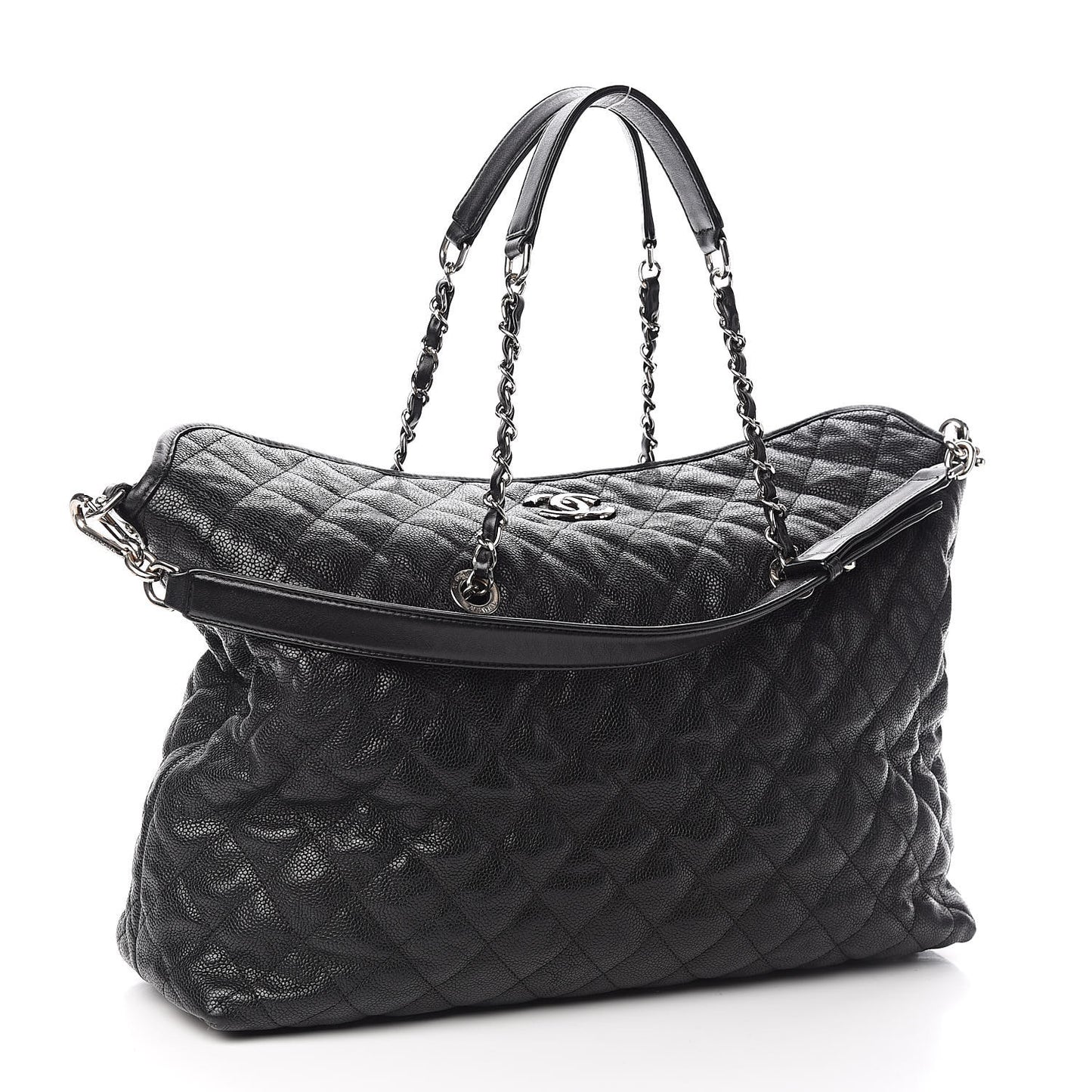 Caviar Quilted French Riviera Shouler Bag Black