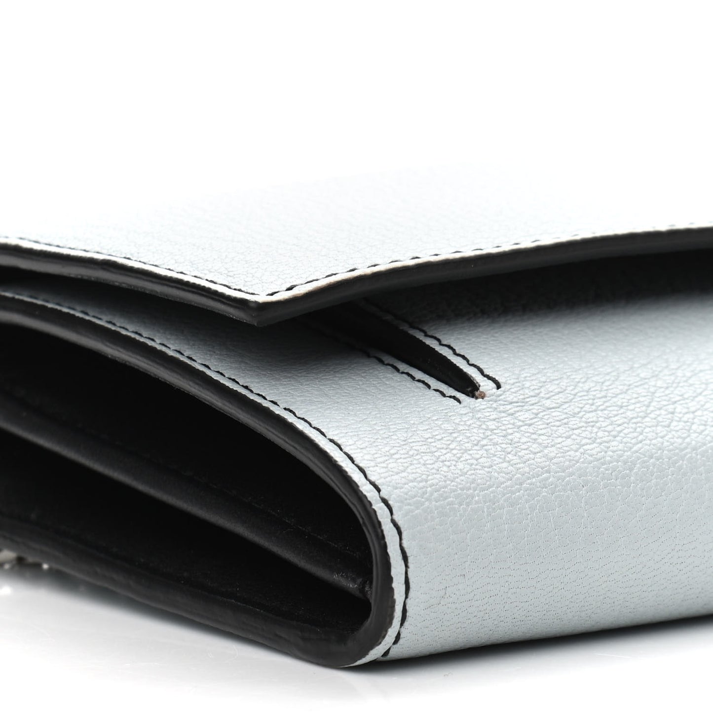 Silky Amish Grain Calfskin Skull Wallet on Chain Duck Egg