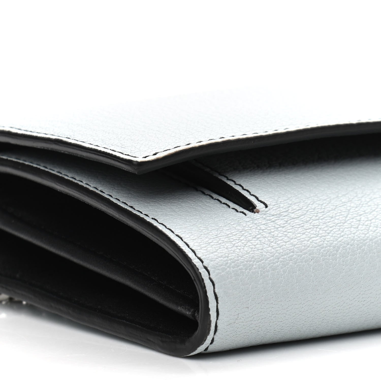 Alexander McQueen Silky Amish Grain Calfskin Skull Wallet on Chain Duck Egg 8 of 11