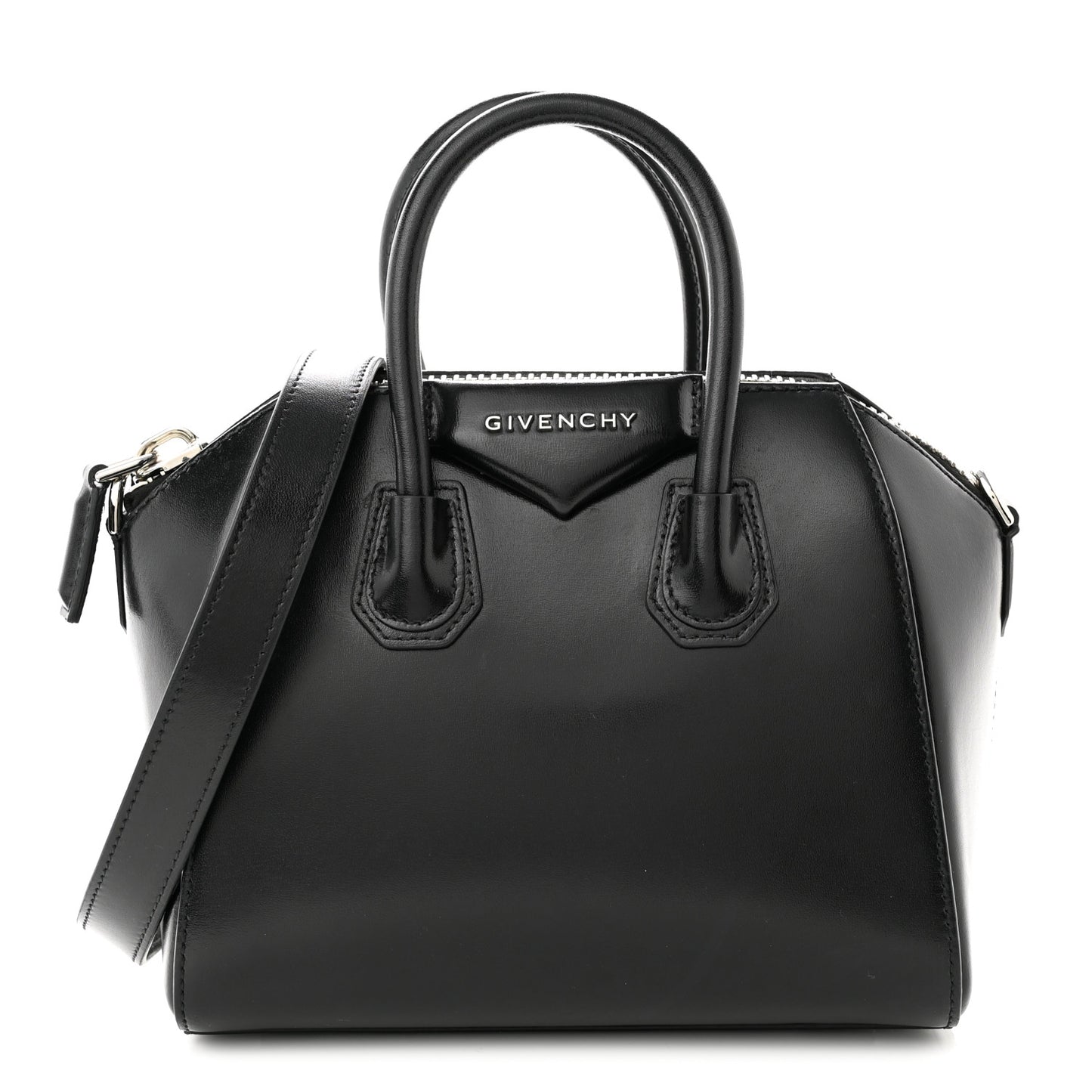 Shiny Lord Calfskin Mini Antigona Black