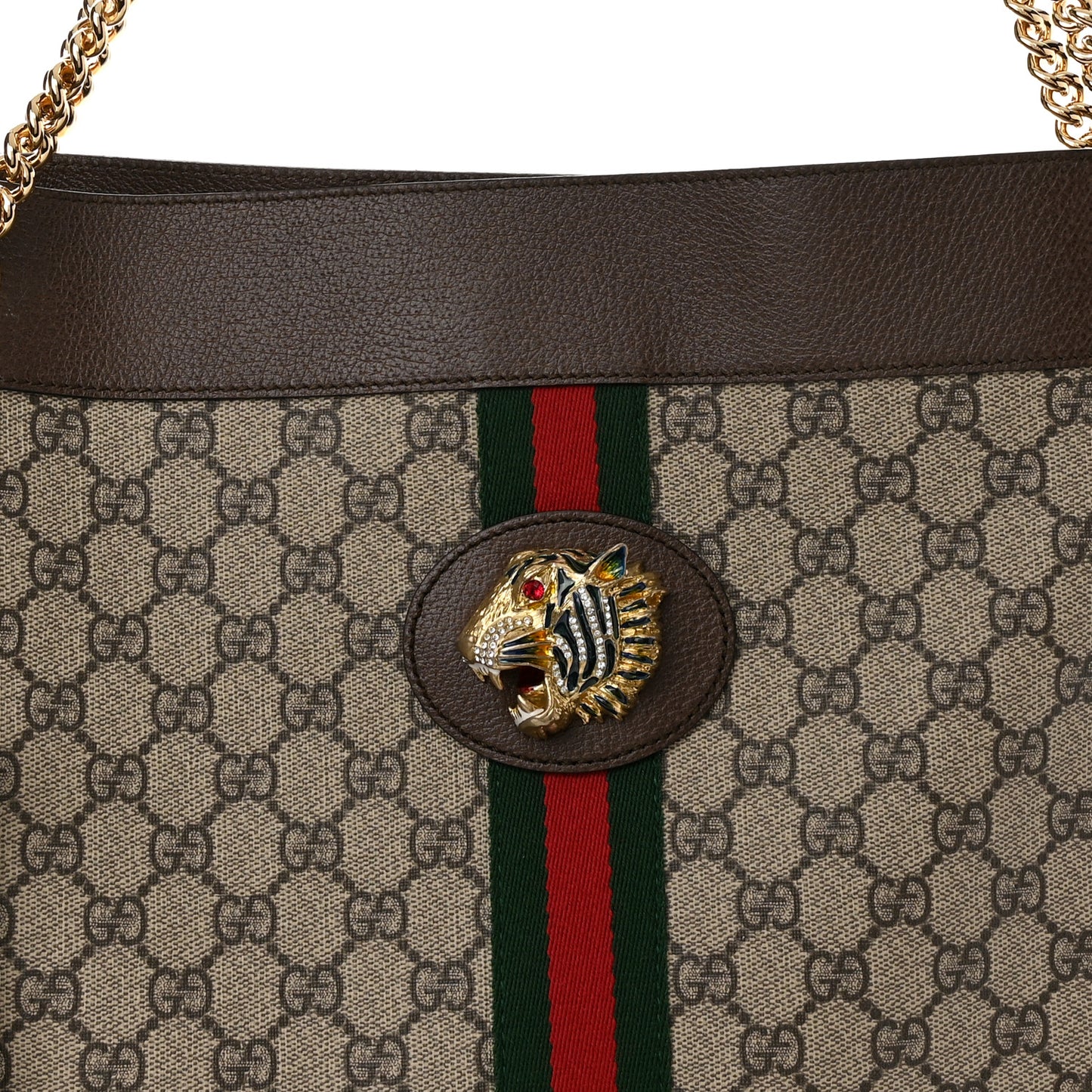 GG Supreme Monogram Large Rajah Chain Tote Beige New Acero