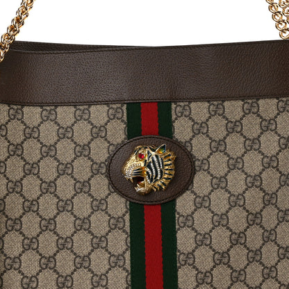 Gucci GG Supreme Monogram Large Rajah Chain Tote Beige New Acero 8 of 10