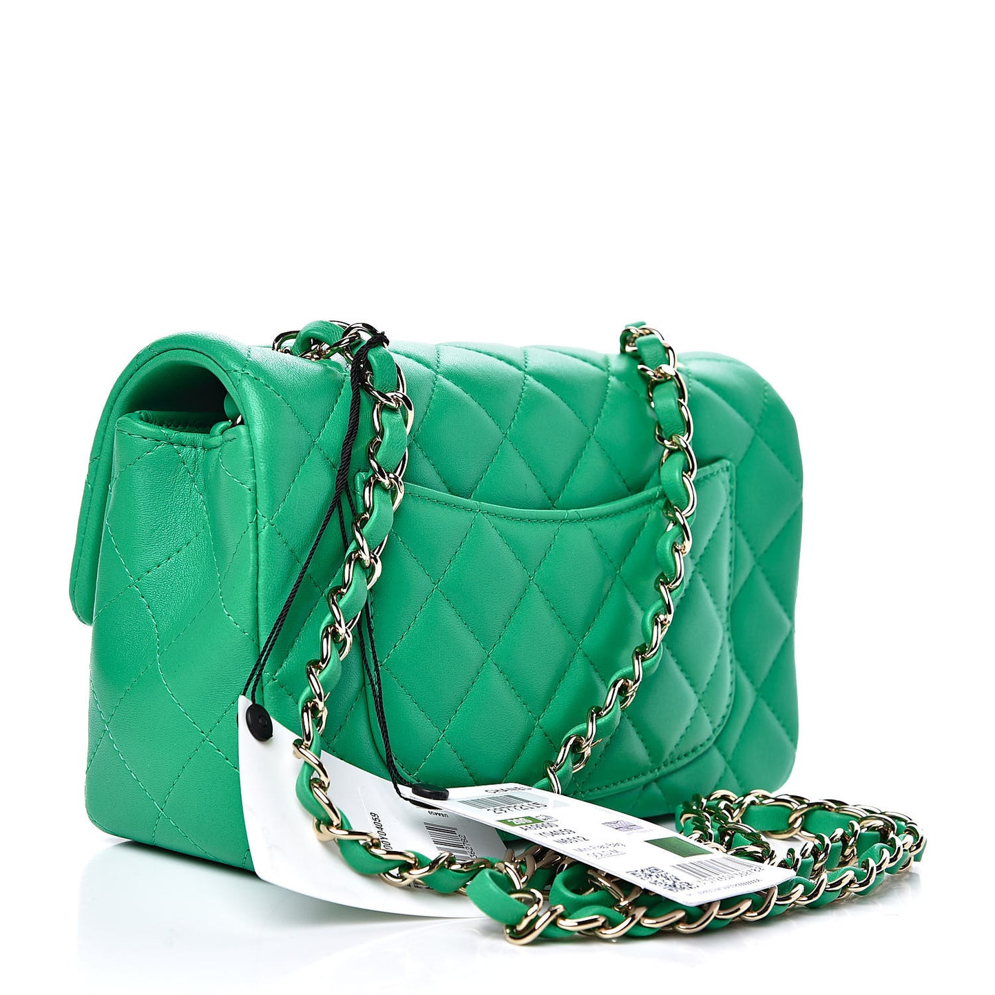 Lambskin Quilted Mini Rectangular Flap Green