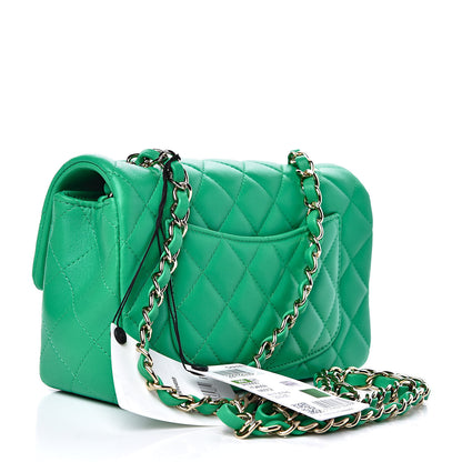 Chanel Lambskin Quilted Mini Rectangular Flap Green 3 of 9