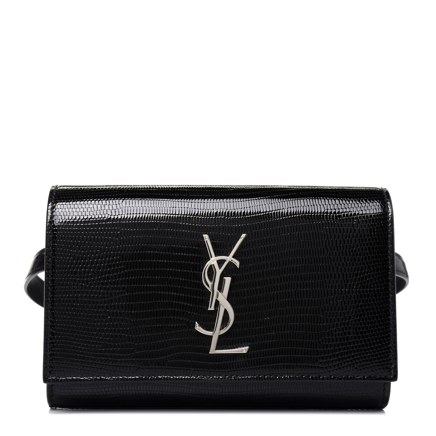 Calfskin Lizard Embossed Monogram Kate Belt Bag Black