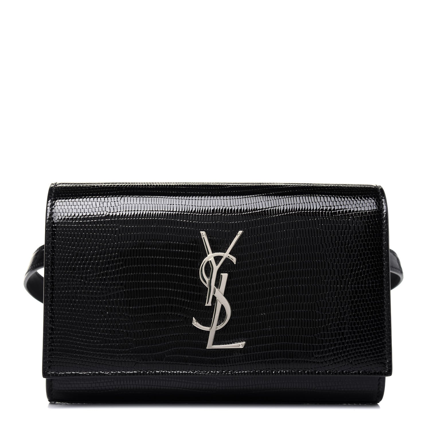 Saint Laurent Calfskin Lizard Embossed Monogram Kate Belt Bag Black 1 of 13