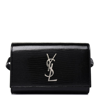 Saint Laurent Calfskin Lizard Embossed Monogram Kate Belt Bag Black 1 of 13