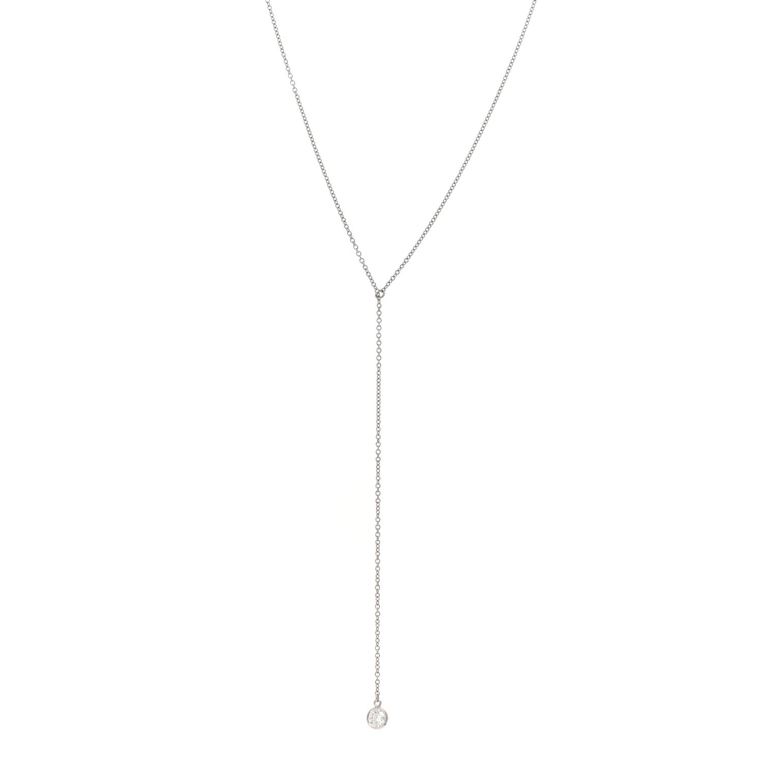 Tiffany Platinum Diamond .19ct Elsa Peretti Diamonds by the Yard Lariat Necklace 1 of 5