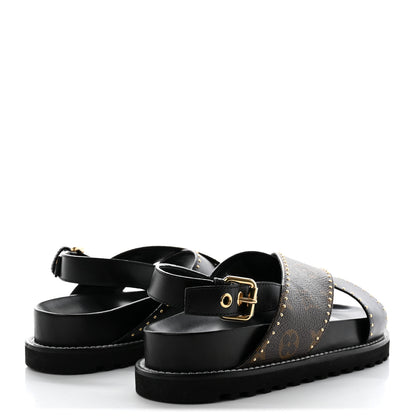 Louis Vuitton Monogram Paseo Flat Comfort Sandals 38 Black 4 of 10