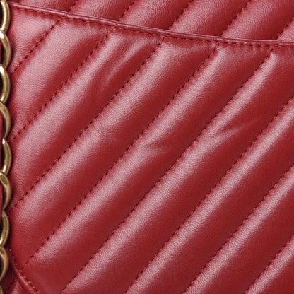 Chanel Lambskin Chevron Quilted Jumbo Double Flap Dark Red 14 of 16
