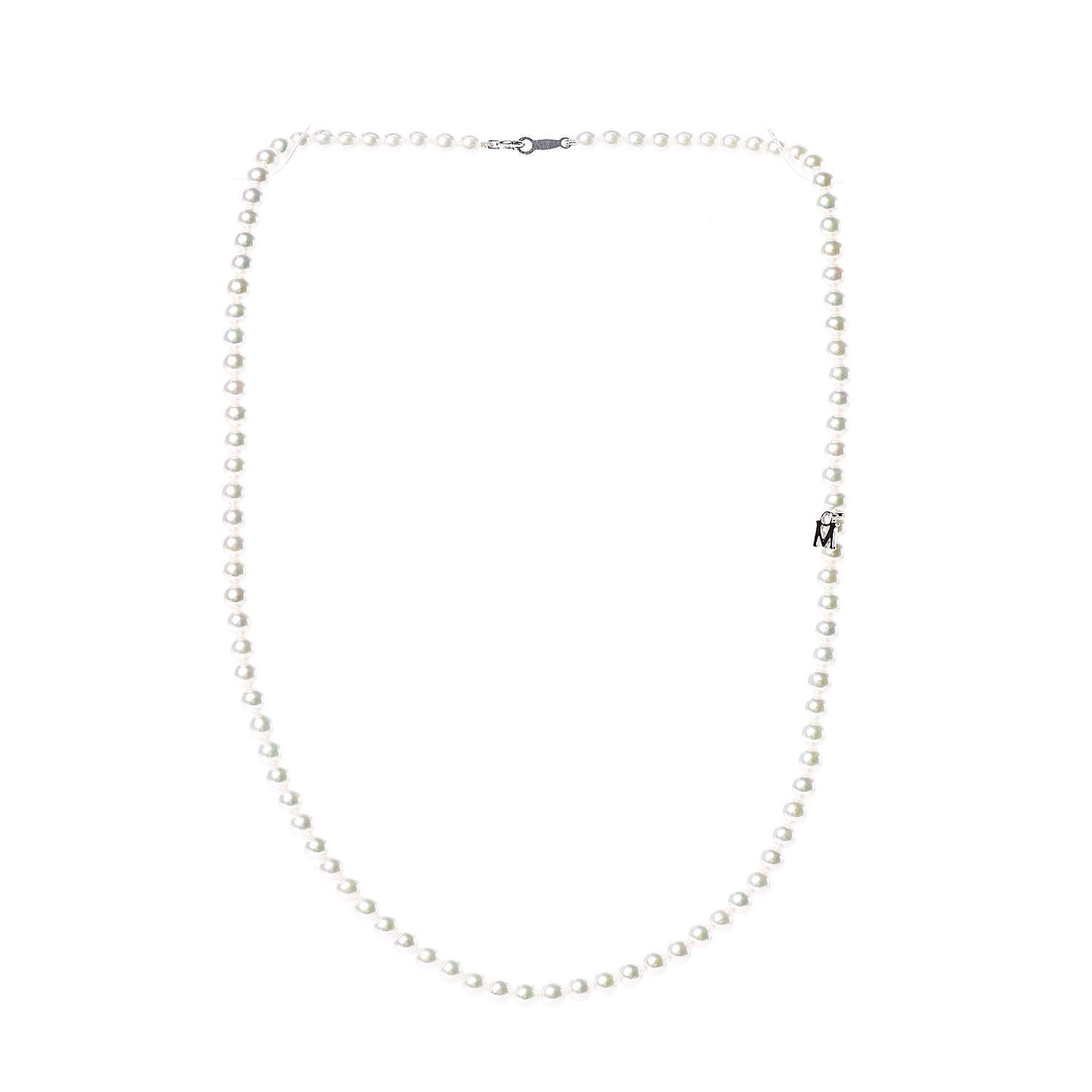 18K White Gold Akoya Pearl 4-4.5mm Strand Necklace 16.5"