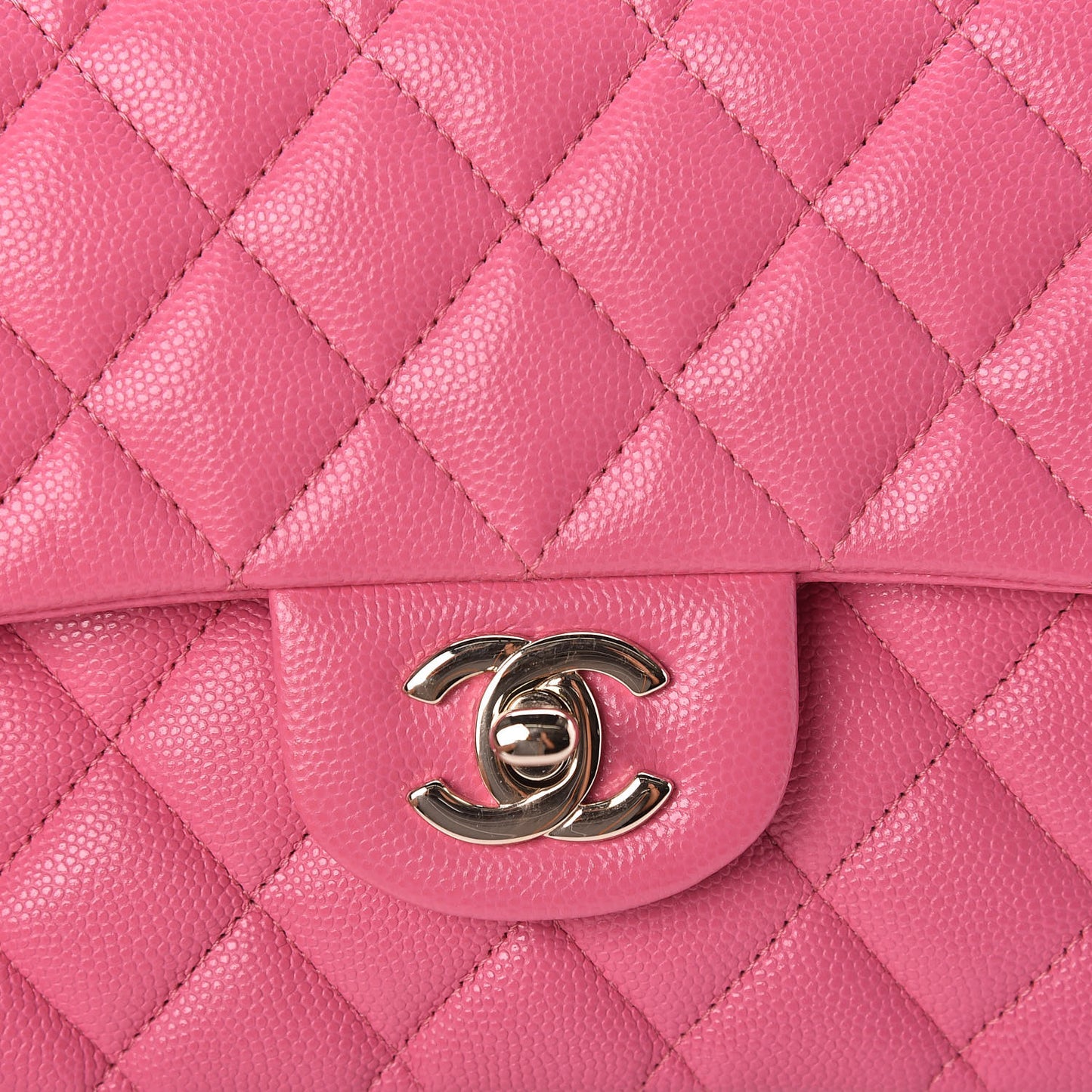 Caviar Quilted Medium Double Flap Pink
