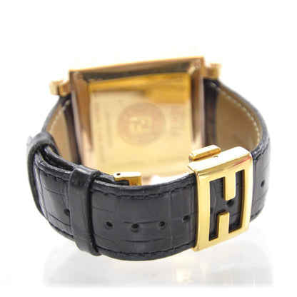 Fendi Stainless Steel Ceramic Calfskin Diamond 39mm Quadro Quartz Watch Black 8 of 8