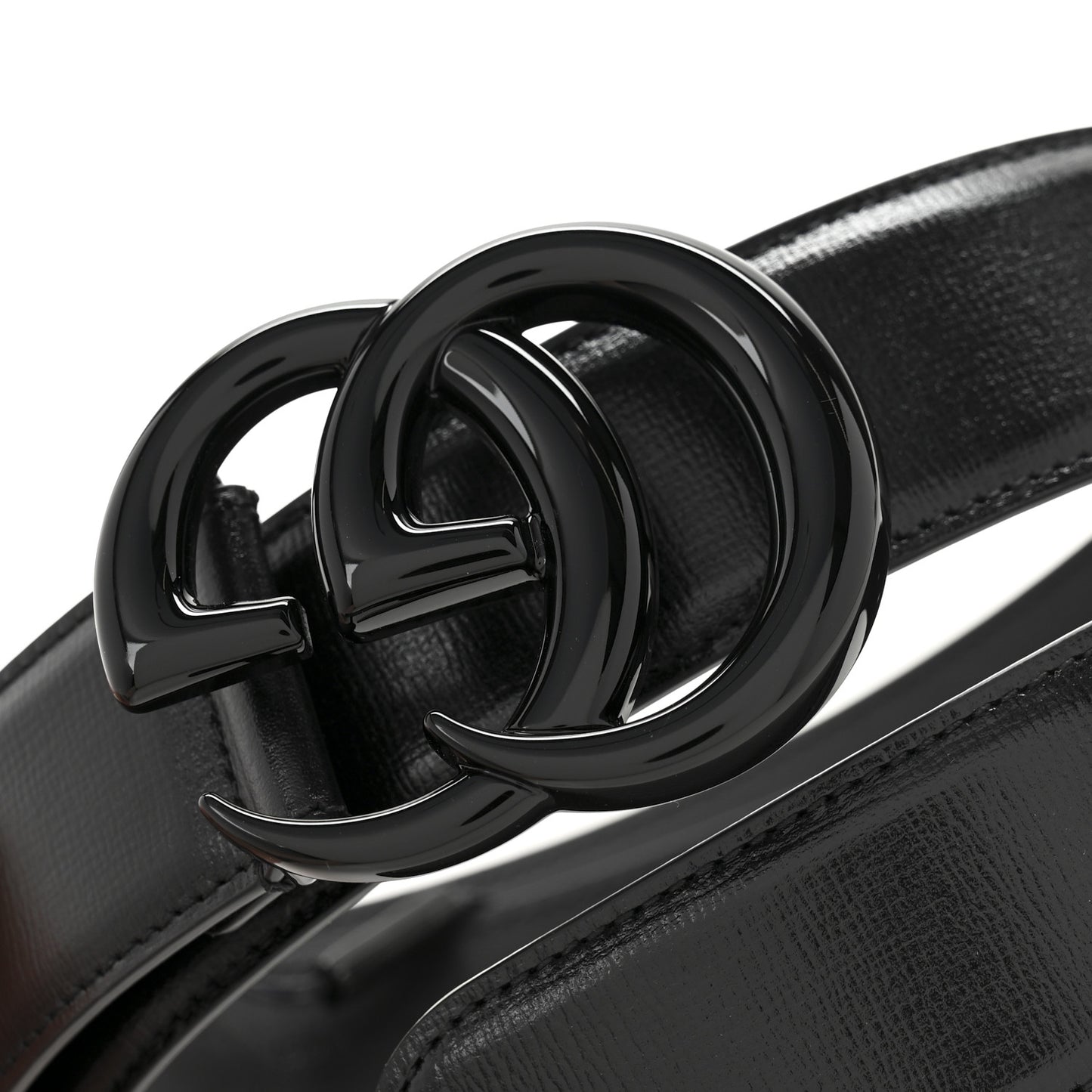 Azalea Calfskin Enamel Monochrome Double G 40mm Belt 90 36 Black