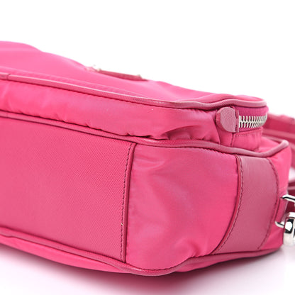 Prada Nylon Saffiano Vela Double Zip Crossbody Bag Fuxia 10 of 11