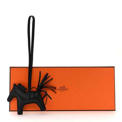 Hermes Milo Lambskin Grigri Rodeo Horse Bag Charm PM So Black 4 of 4