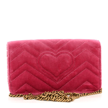 Gucci Velvet Matelasse Love Embroidered GG Marmont Mini Bag Light Raspberry Rose 3 of 11