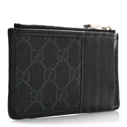 Gucci GG Supreme Monogram Azalea Calfskin Retro Interlocking G Coin Case Card Holder Black 3 of 7