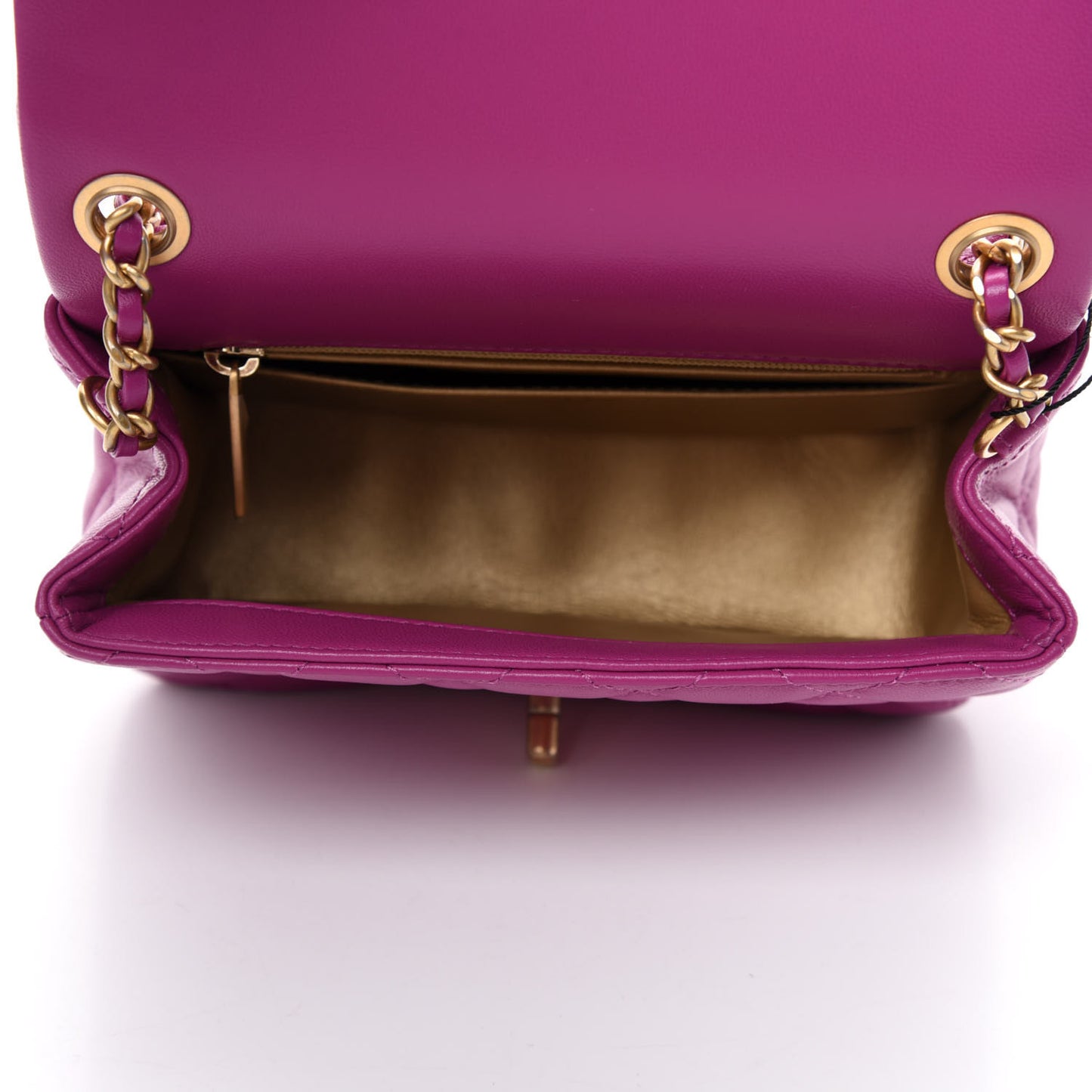 Lambskin Quilted Mini Pearl Crush Flap Purple