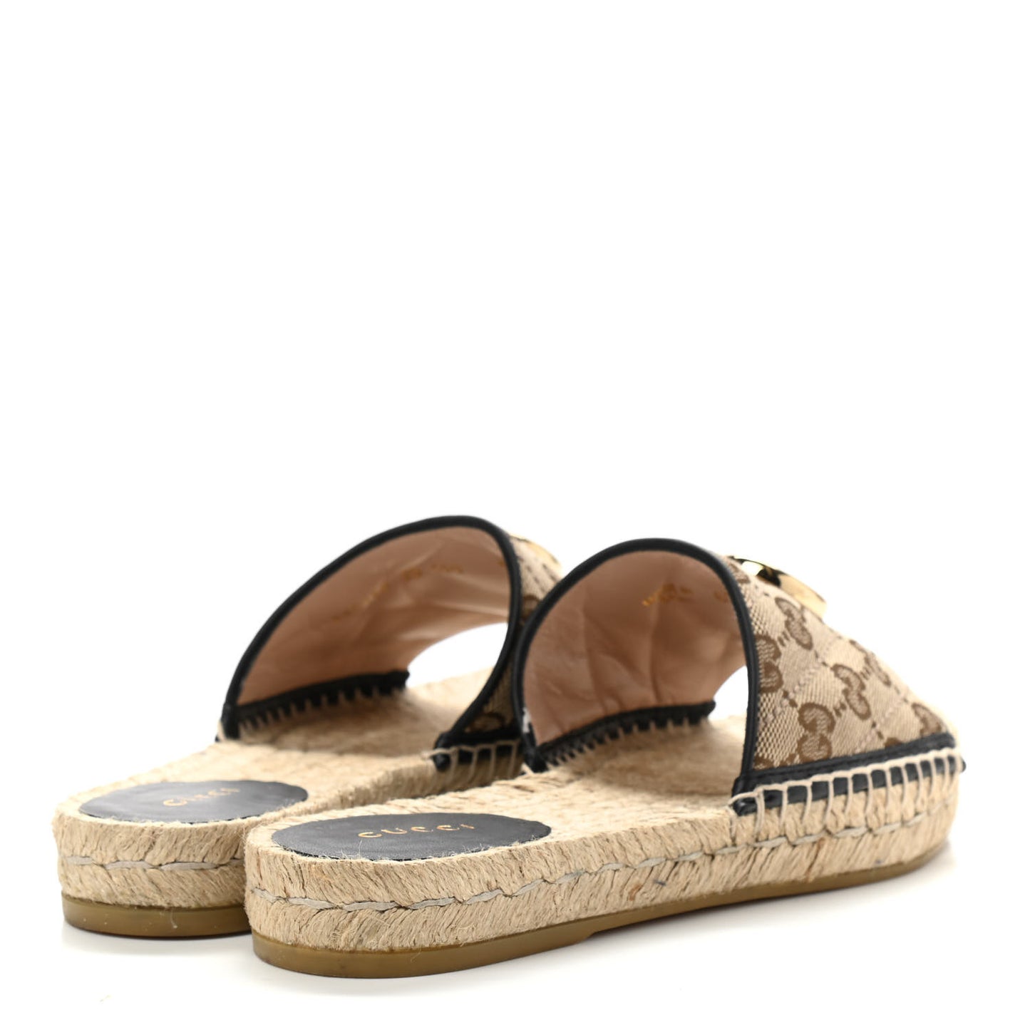 Monogram Matelasse GG Marmont Espadrille 20mm Slide Sandals 35 Beige Ebony Black
