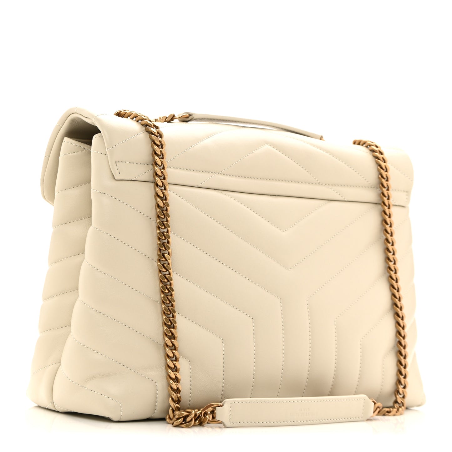 Calfskin Y Quilted Monogram Medium Loulou Chain Satchel Crema Soft