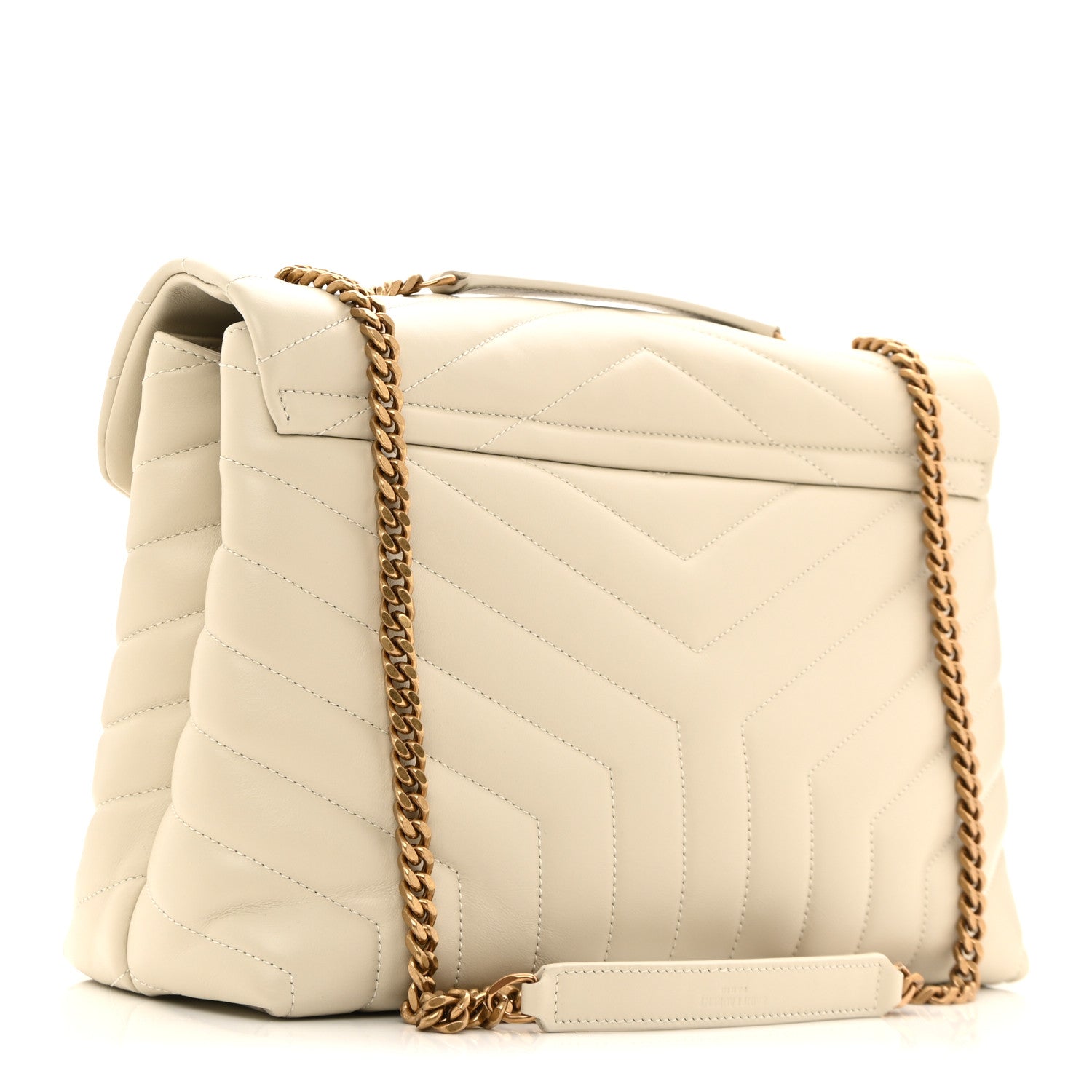 Saint Laurent Calfskin Y Quilted Monogram Medium Loulou Chain Satchel Crema Soft 3 of 13