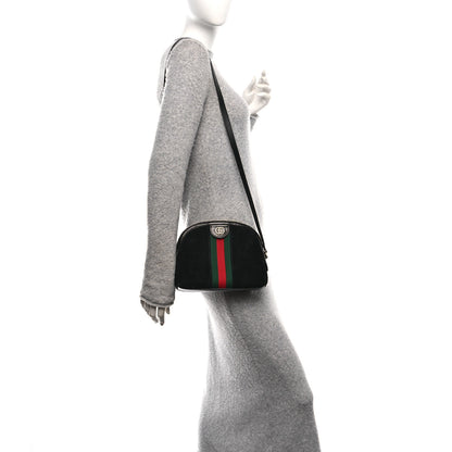 Gucci Suede Patent Web GG Small Ophidia Dome Shoulder Bag Black 2 of 11