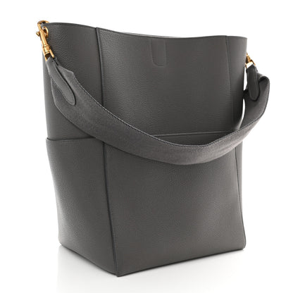 Celine Soft Grained Calfskin Sangle Bucket Bag Grey 3 of 9