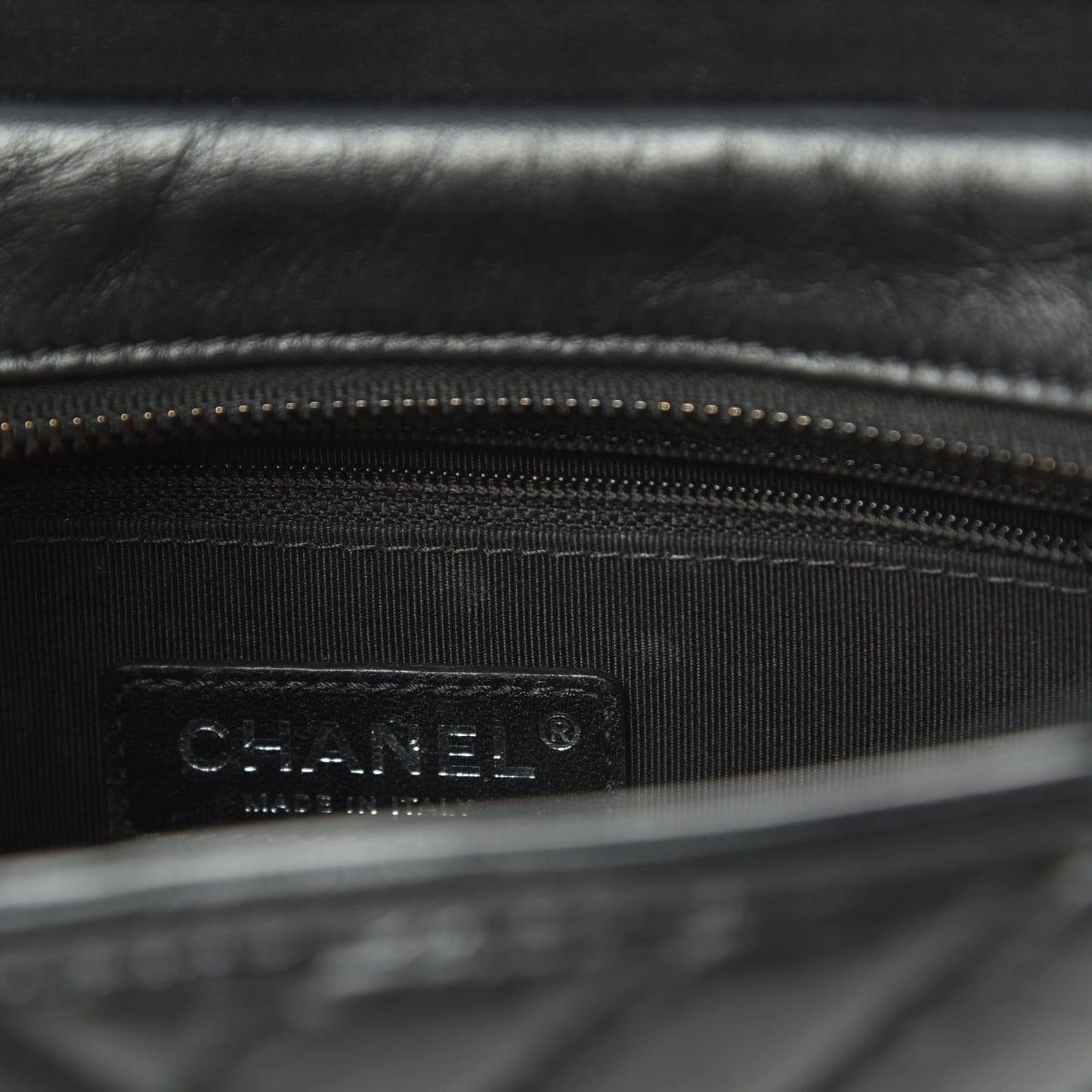 Aged Calfskin Chevron Quilted Small Gabrielle Hobo So Black