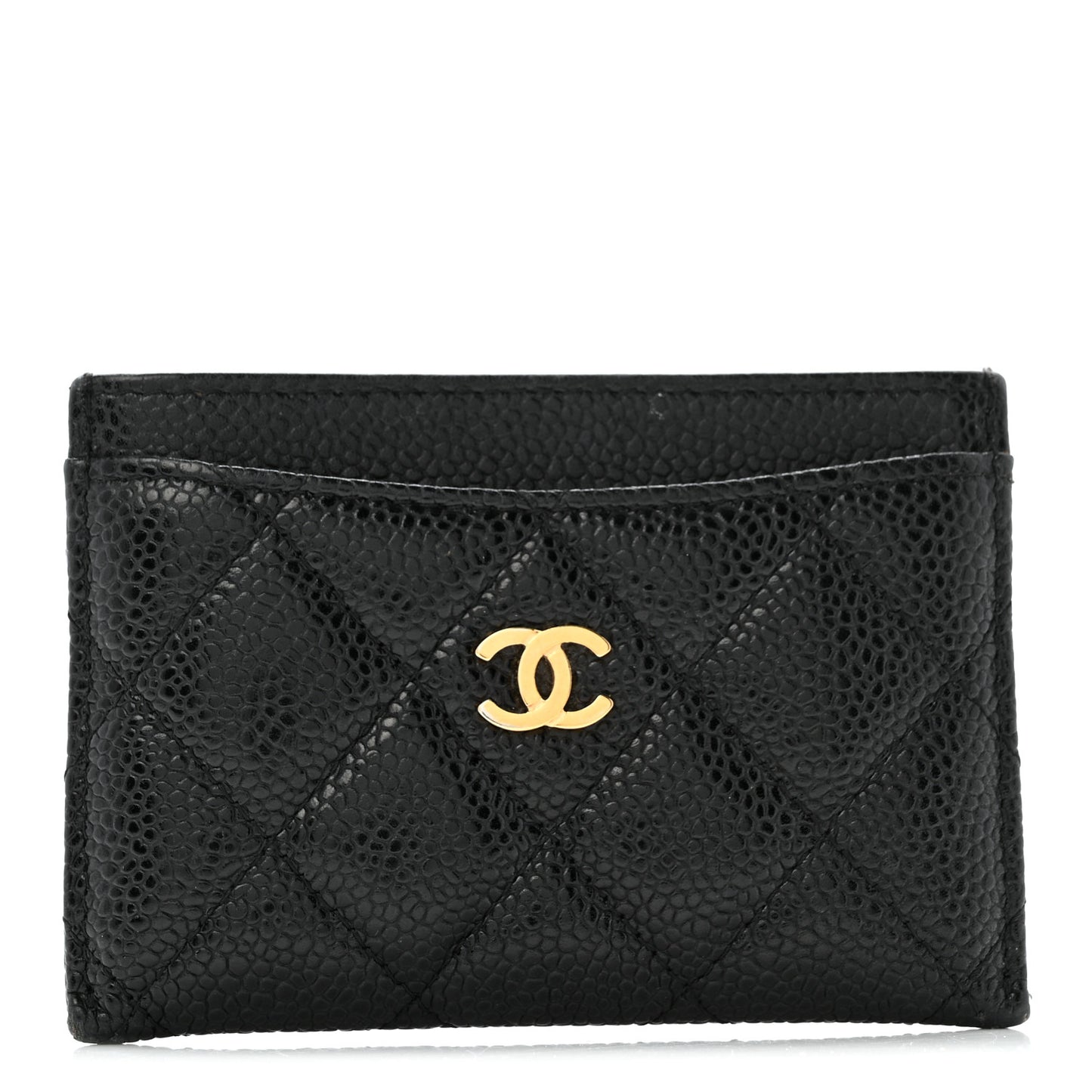 Caviar Quilted Card Holder Black