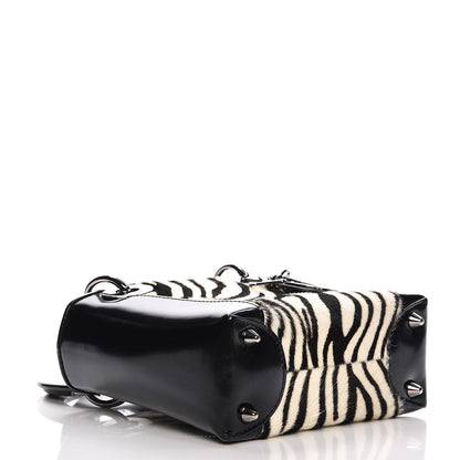 Christian Dior Vintage Patent Pony Hair Zebra Print Mini Lady Dior Black 4 of 9