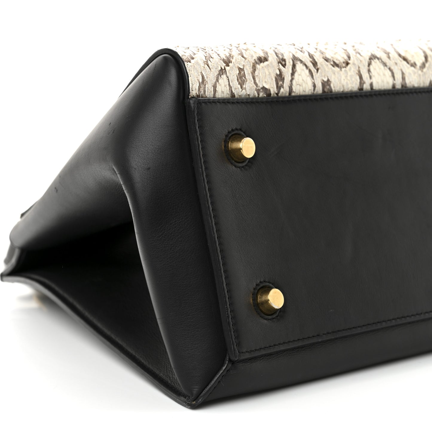 Snakeskin Medium Edge Shoulder Bag Natural Black