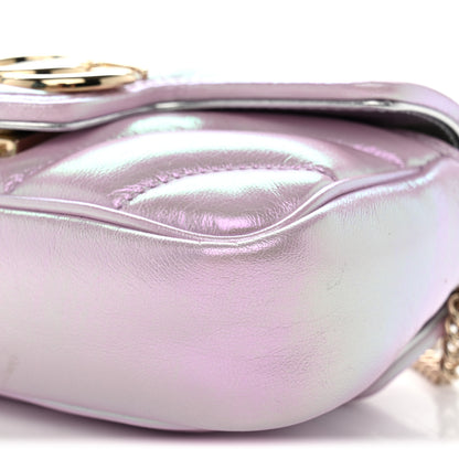 Gucci Iridescent Nappa Chevron Matelasse Super Mini GG Marmont Shoulder Bag Iridescent Escape Pink 10 of 10