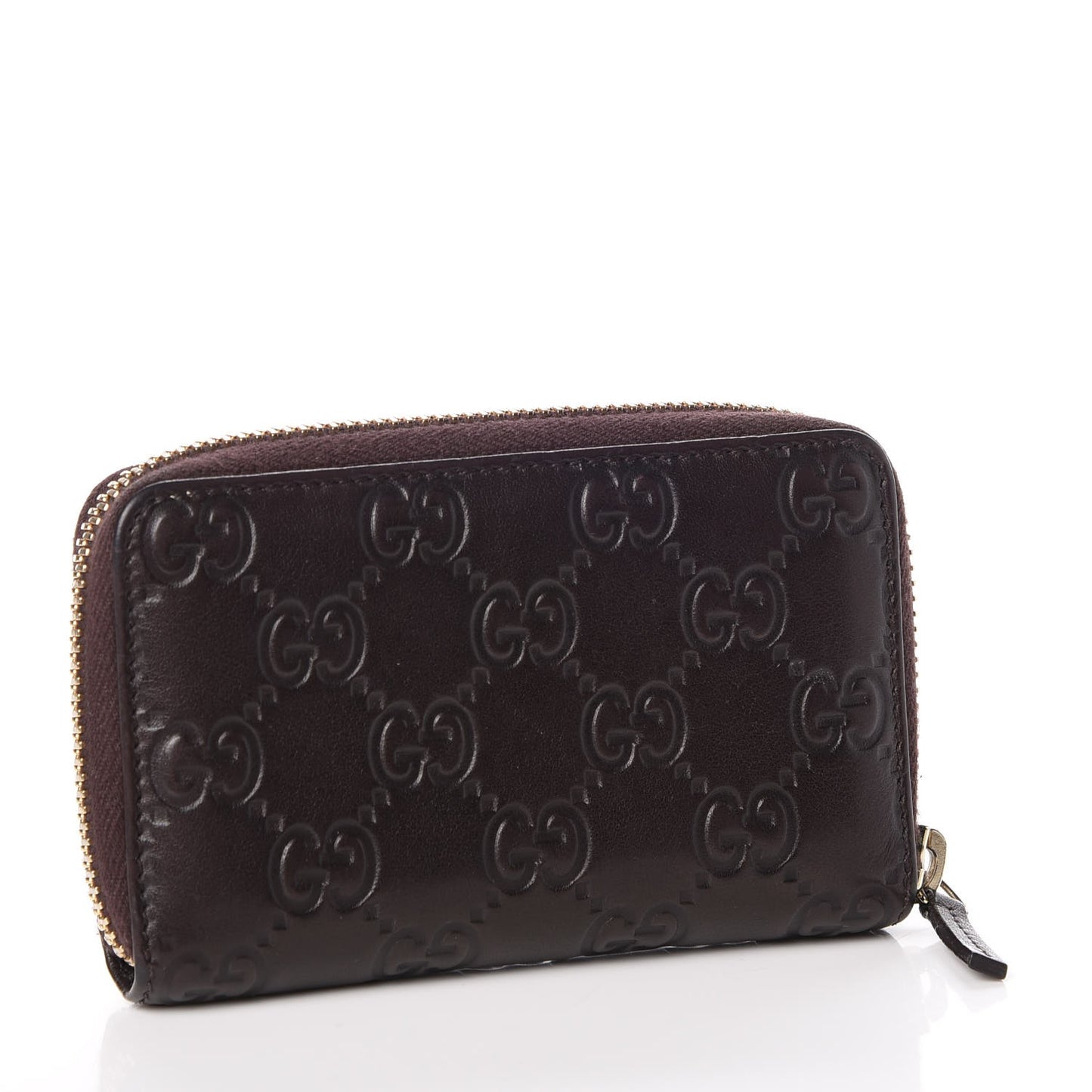 Guccissima Zip Around Card Case Chocolate