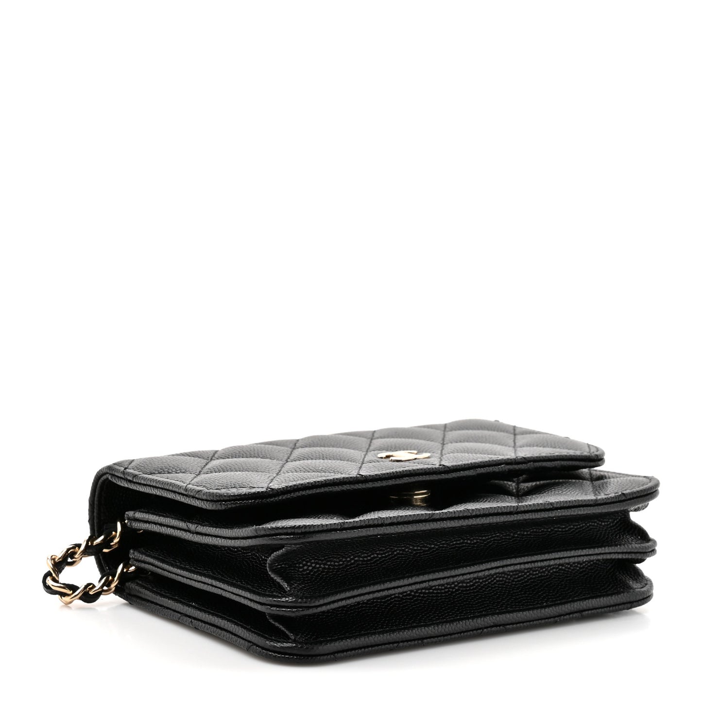 Caviar Quilted Mini Wallet On Chain WOC Black