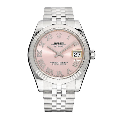 Rolex Stainless Steel 18K White Gold 31mm Oyster Perpetual Datejust Watch Pink Roman 178274 1 of 8