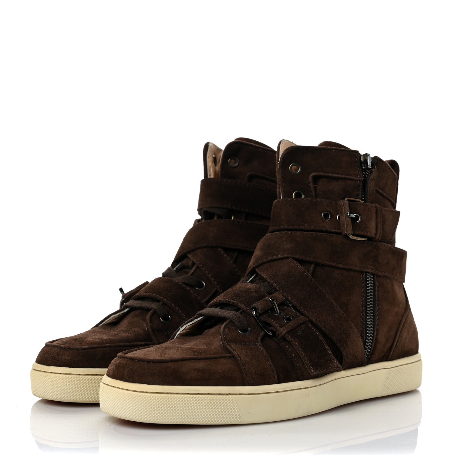 Christian Louboutin Suede Men's High Top Sneakers 40 Brown 3 of 8