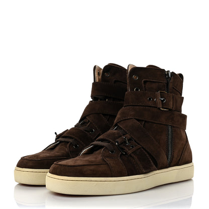 Christian Louboutin Suede Men's High Top Sneakers 40 Brown 3 of 8